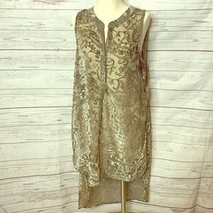 Knot Rose Gray Crushed Velvet hi low Tunic
